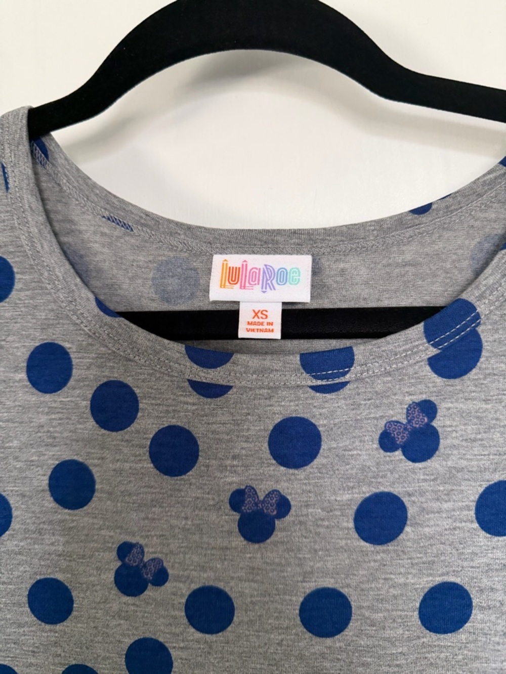 LuLaRoe Grey Dress with Navy Polka Dots - Picture 4 of 5